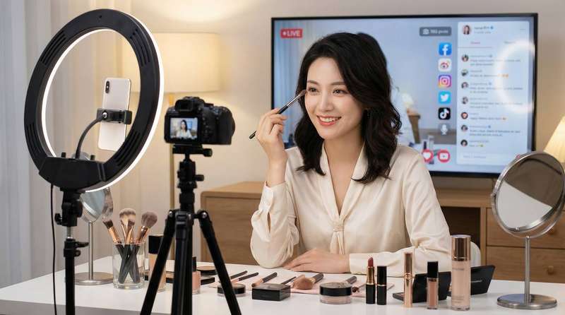 飘窗诱惑美妆直播视频